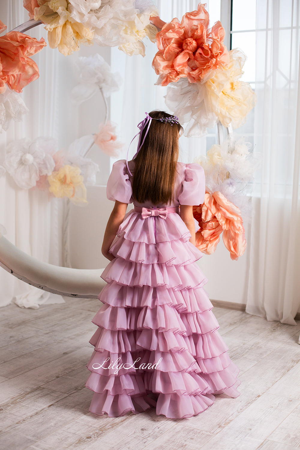 Julia Multilayered Girl Dress In Lavender