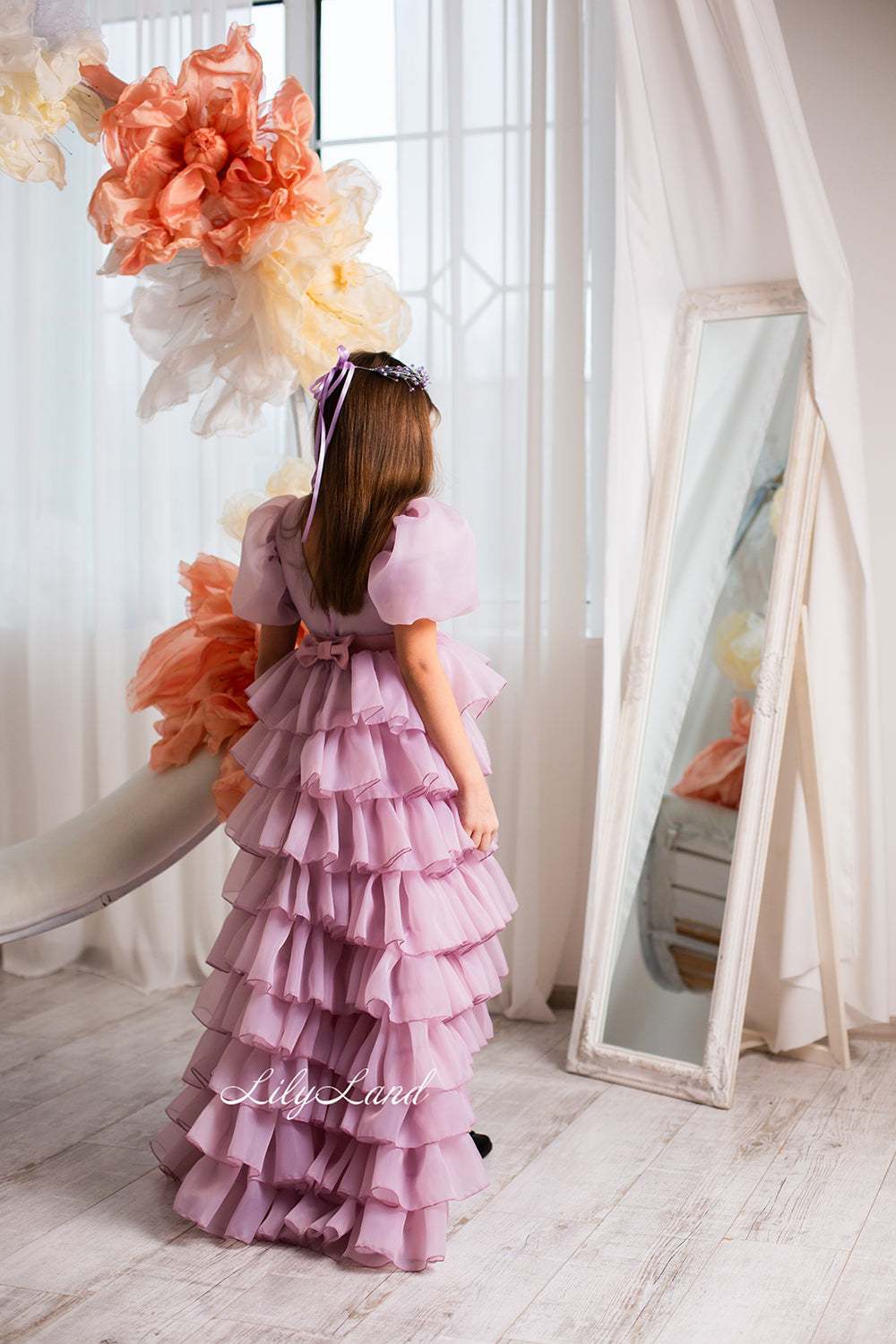 Julia Multilayered Girl Dress In Lavender