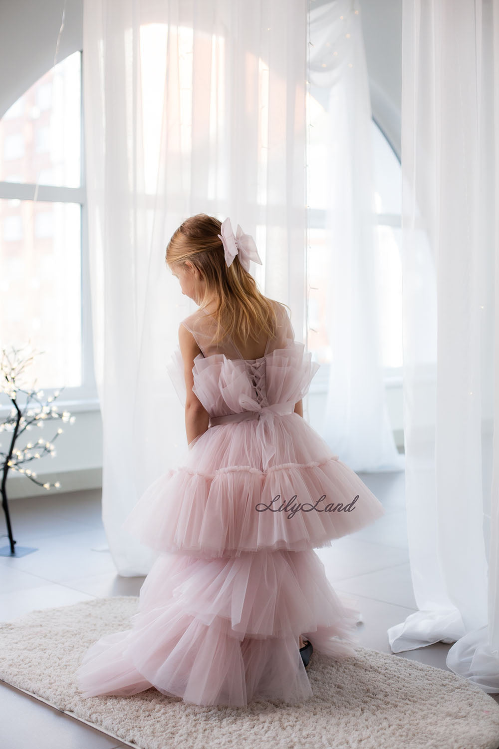 Barbie Tutu Girl Dress in Blush Pink with Train