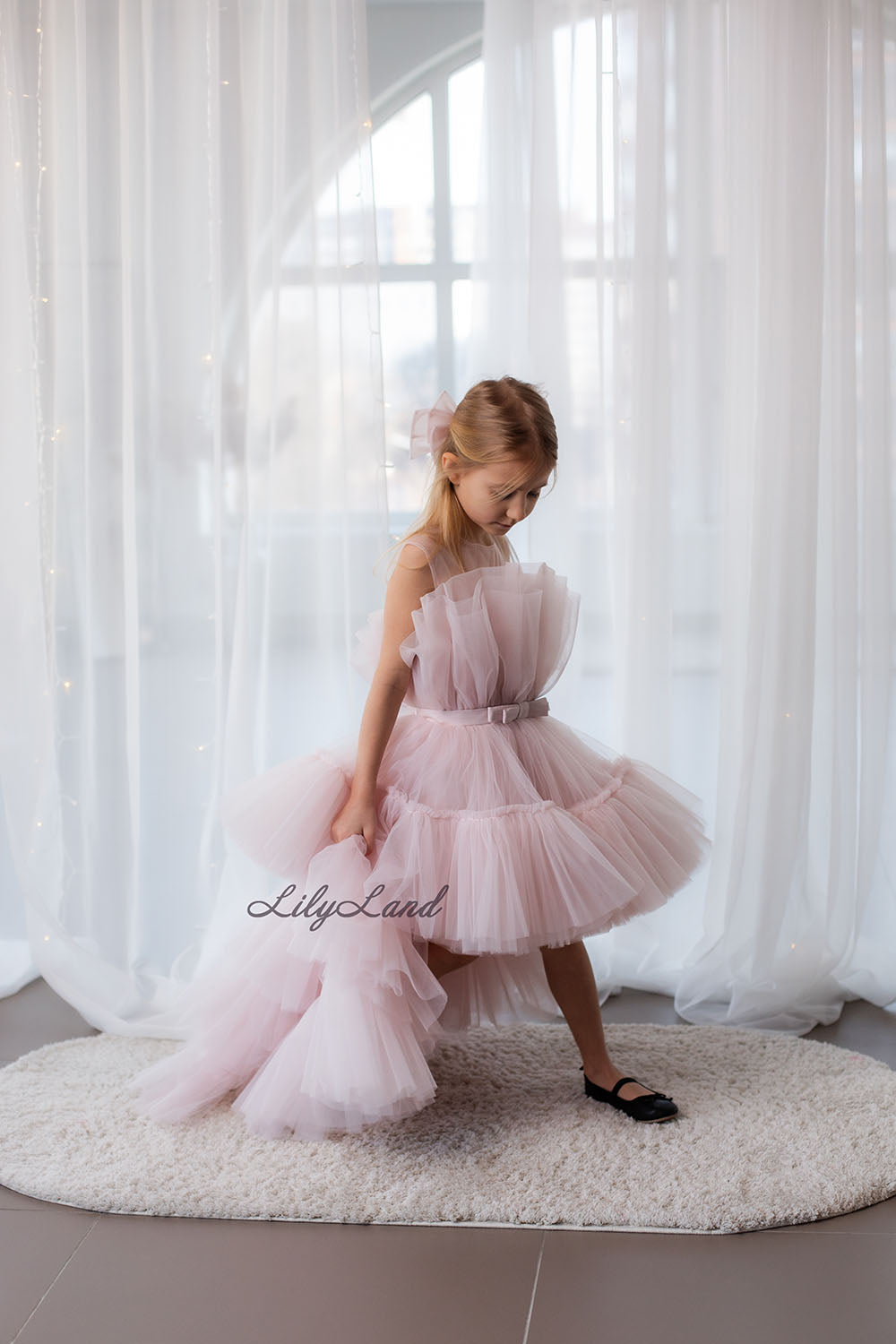 Barbie Tutu Girl Dress in Blush Pink with Train