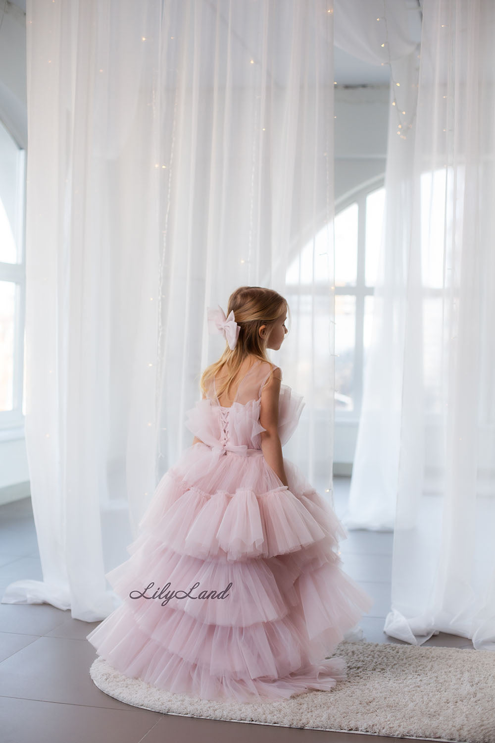 Barbie Tutu Girl Dress in Blush Pink with Train