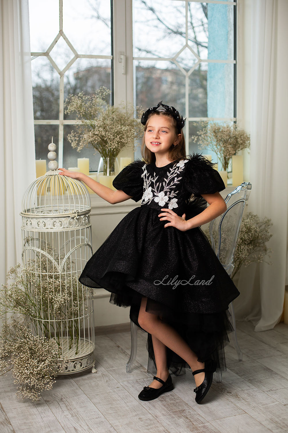 Daphne Sparkling Girl Dress in Black