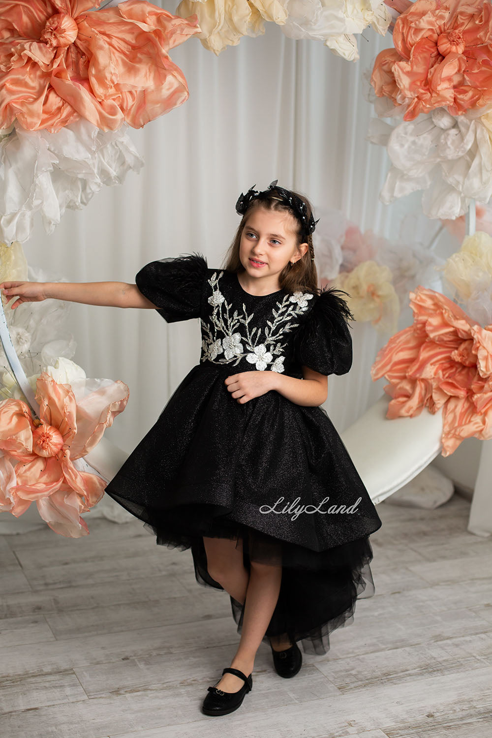 Daphne Sparkling Girl Dress in Black