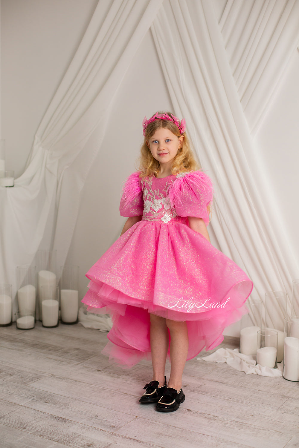 Daphne Sparkling Girl Dress in Pink