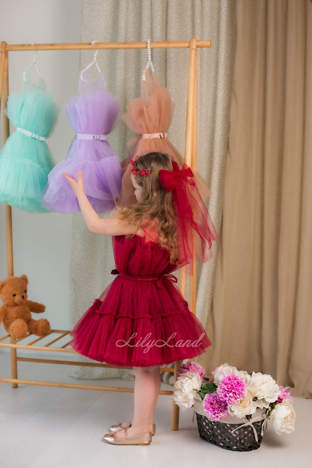 Barbie Tutu Girl Dress in Burgundy