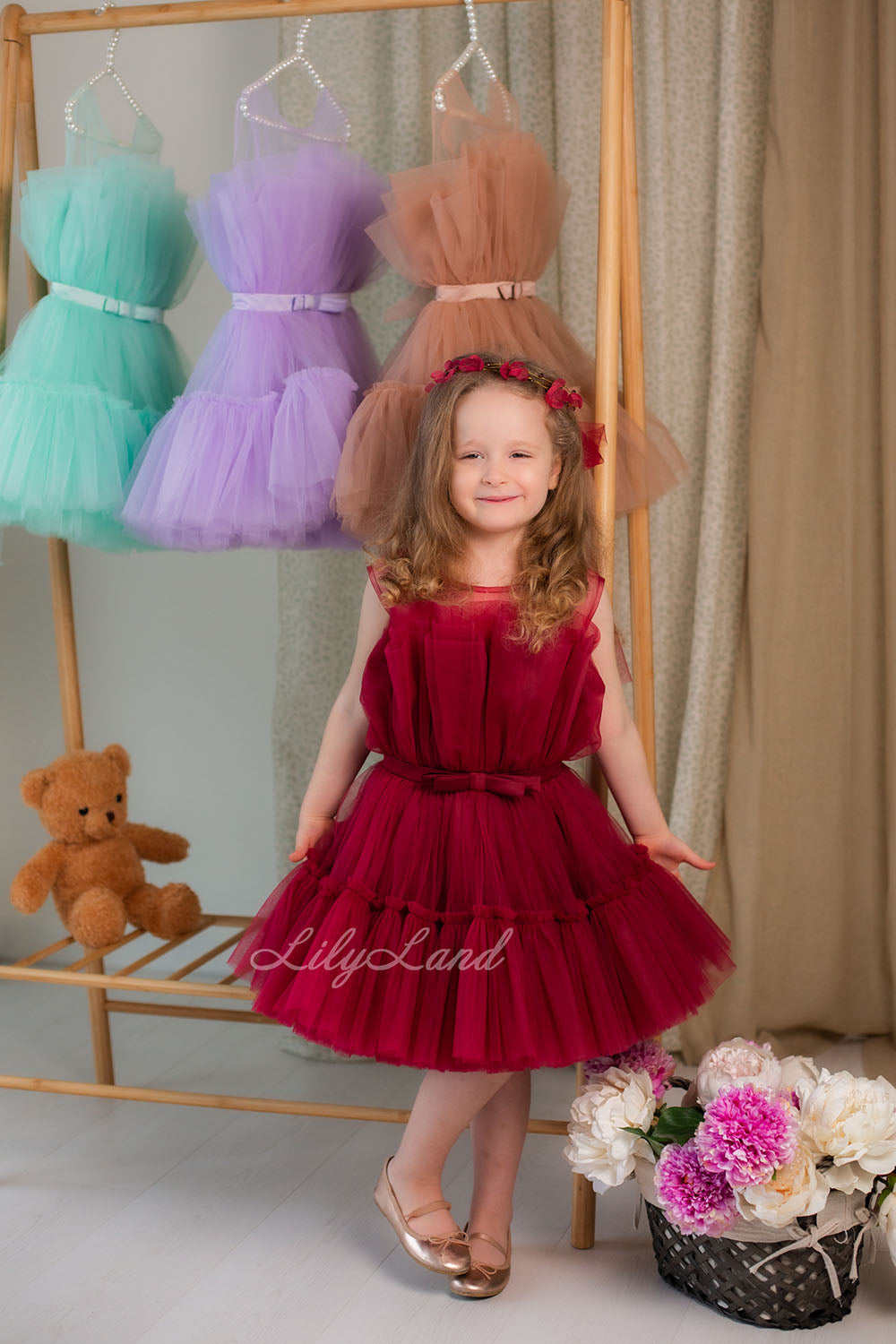 Barbie Tutu Girl Dress in Burgundy