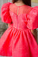 Nora Girl Dress with Glitter and Lace in Neon Coral