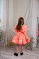 Nora Girl Dress with Glitter and Lace in Neon Orange