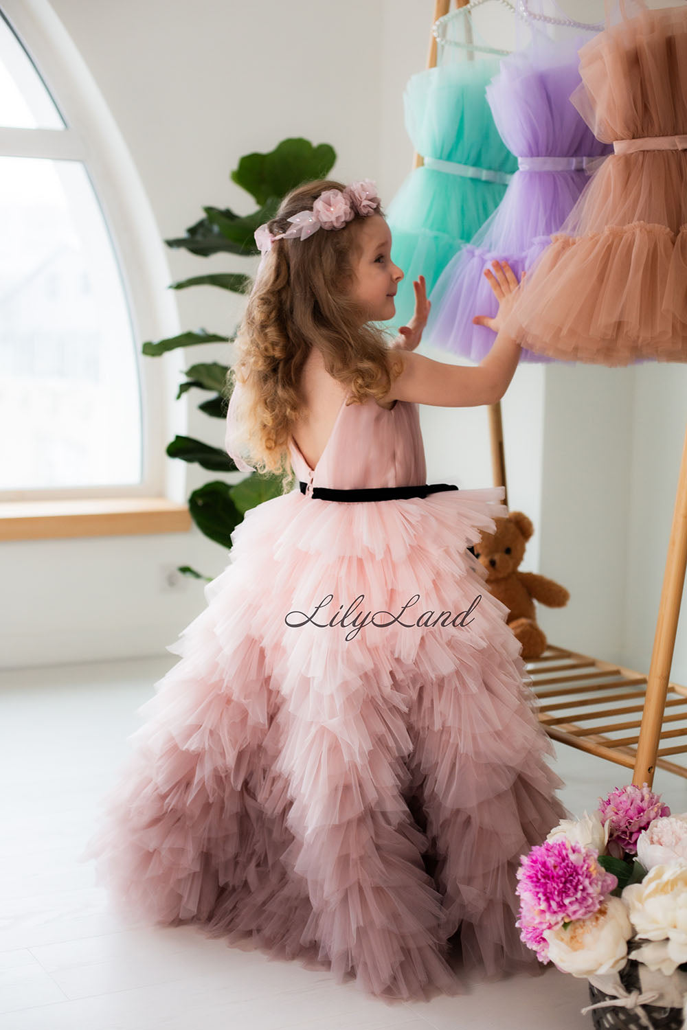 Kayla Long Girl Dress in Cappuccino Ombre