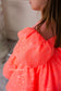 Nora Girl Dress with Glitter and Lace in Neon Orange