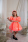 Nora Girl Dress with Glitter and Lace in Neon Orange