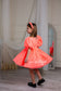 Nora Girl Dress with Glitter and Lace in Neon Orange