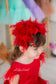 Ursula Girl Dress with Feather Sleeves In Red