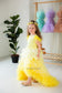 Ursula Girl Dress with Feather Sleeves In Yellow Ombre