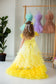 Ursula Girl Dress with Feather Sleeves In Yellow Ombre