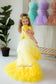 Ursula Girl Dress with Feather Sleeves In Yellow Ombre