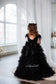 Ursula Girl Dress with Feather Sleeves In Black