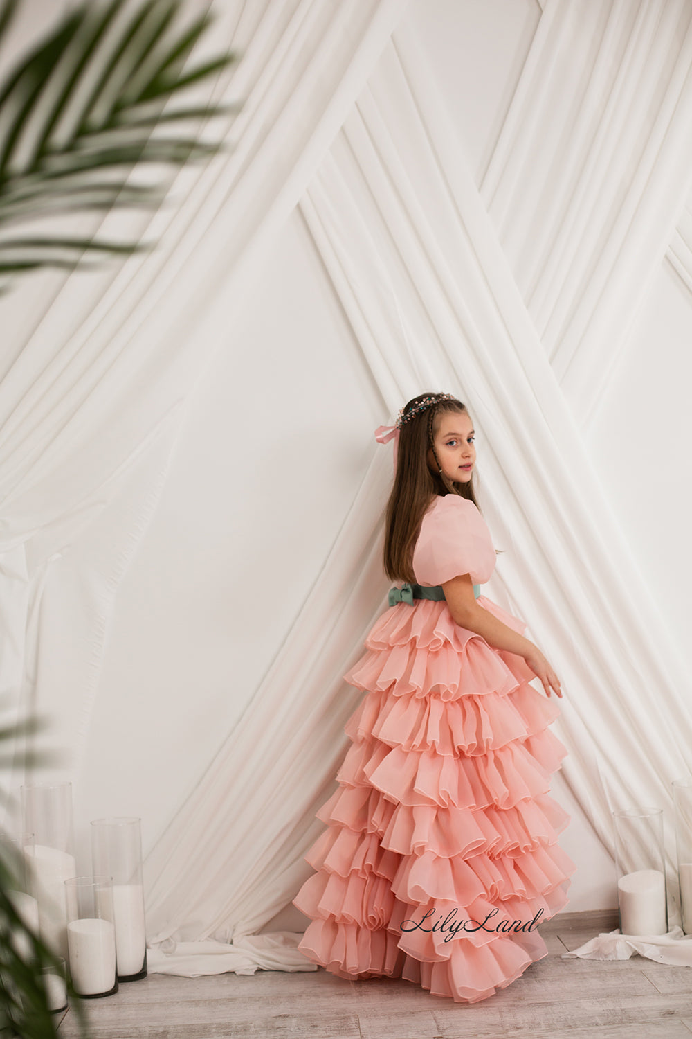 Julia Multilayered Girl Dress In Blush Pink