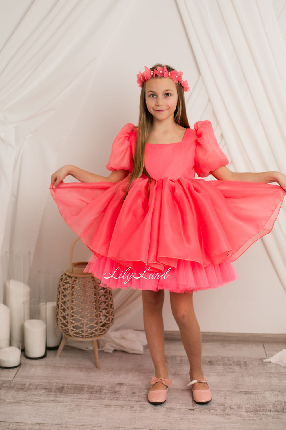 Becky Tutu Girl Dress in Bright Pink Color