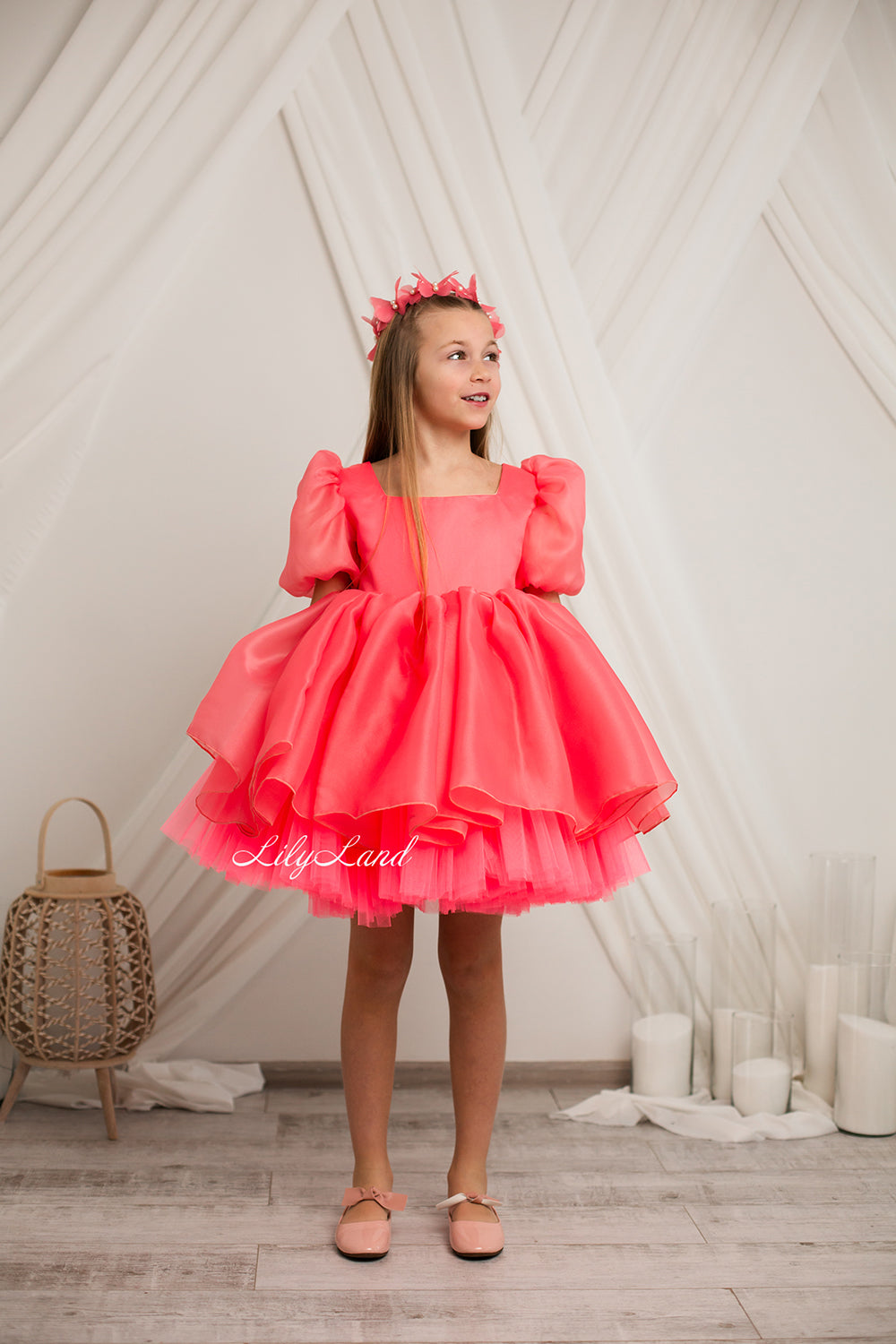 Becky Tutu Girl Dress in Bright Pink Color