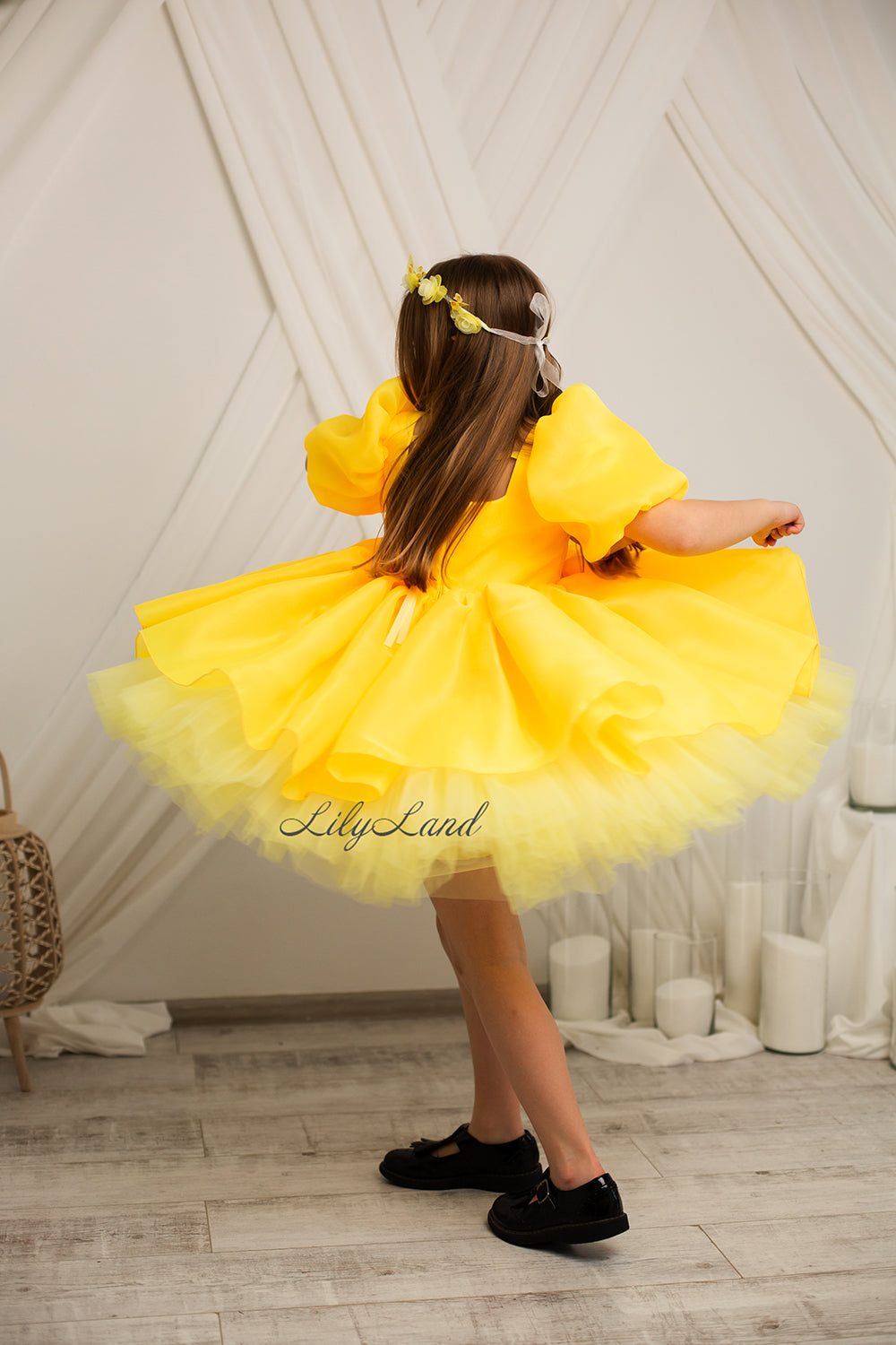 Becky Tutu Girl Dress in Bright Yellow Color