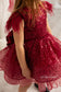 Natalie Sparkling Tutu Girl Dres with Feather Sleeves in Burgundy