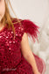 Natalie Sparkling Tutu Girl Dres with Feather Sleeves in Burgundy