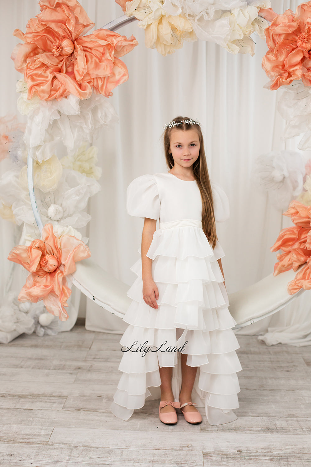 Julia Multilayered Girl Dress In Ivory