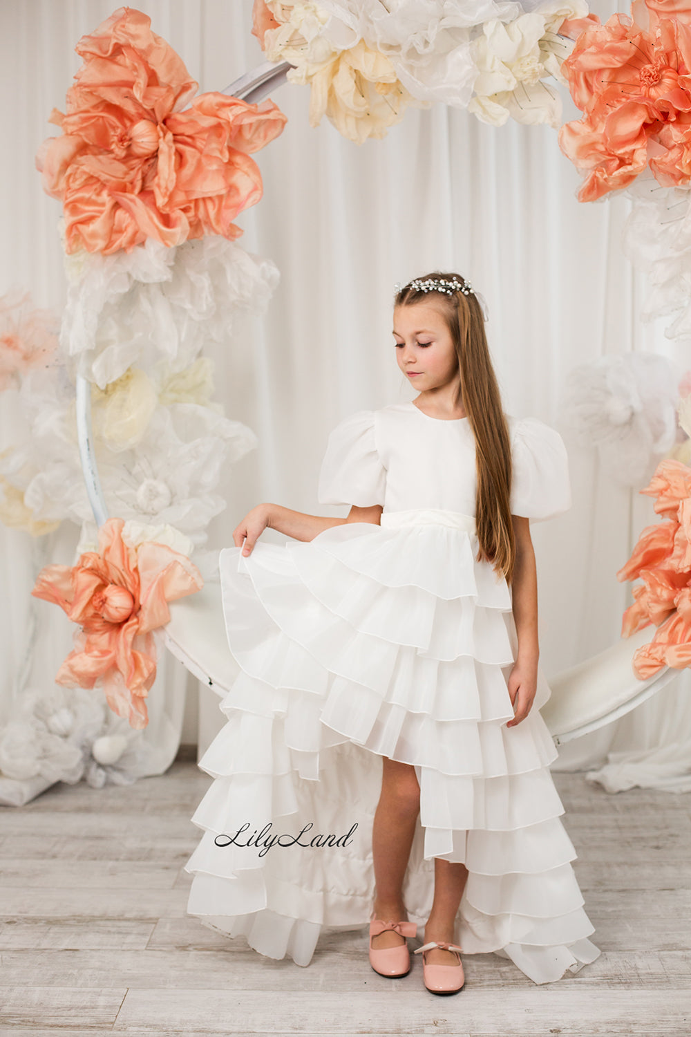 Julia Multilayered Girl Dress In Ivory