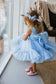 Lilu Puffy Girl Dress With Beads and Sequins in Light Blue