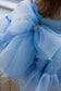 Lilu Puffy Girl Dress With Beads and Sequins in Light Blue