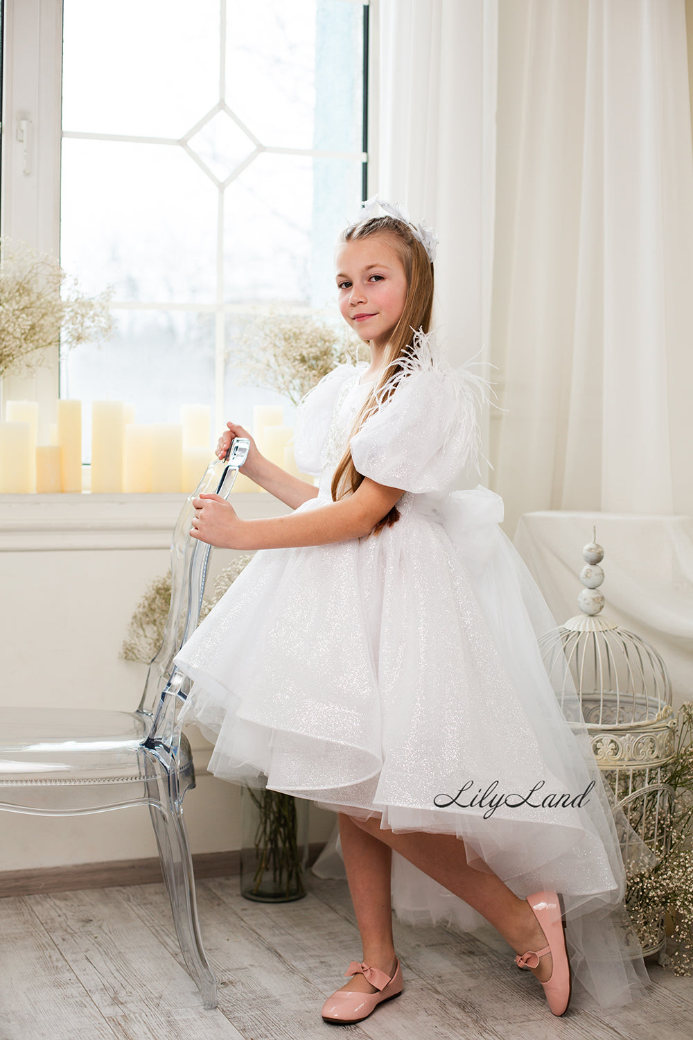 Daphne Sparkling Girl Dress in White