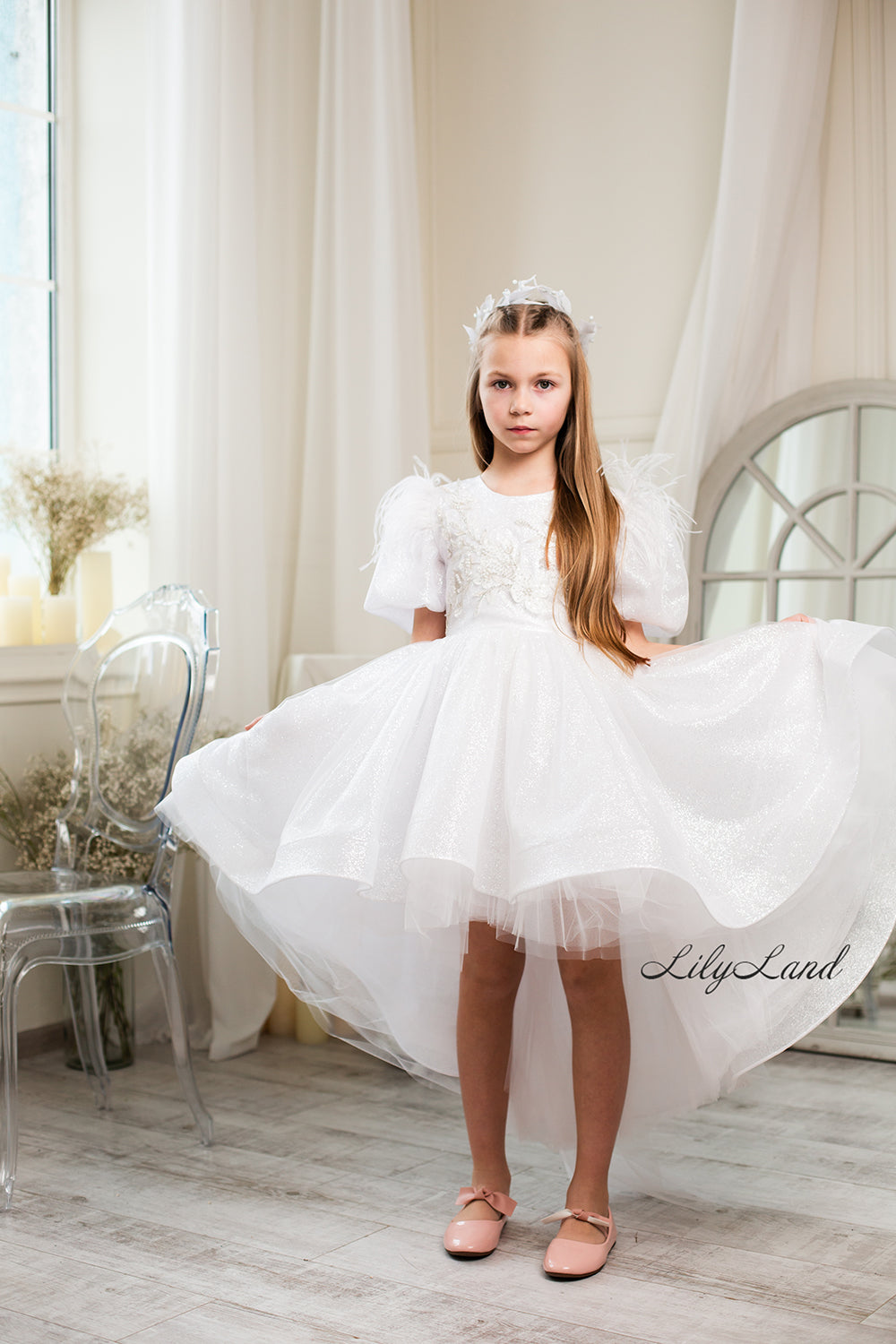 Daphne Sparkling Girl Dress in White