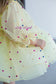 Bussie Tutu Girl Dress in Pastel Yellow with Colored Beads