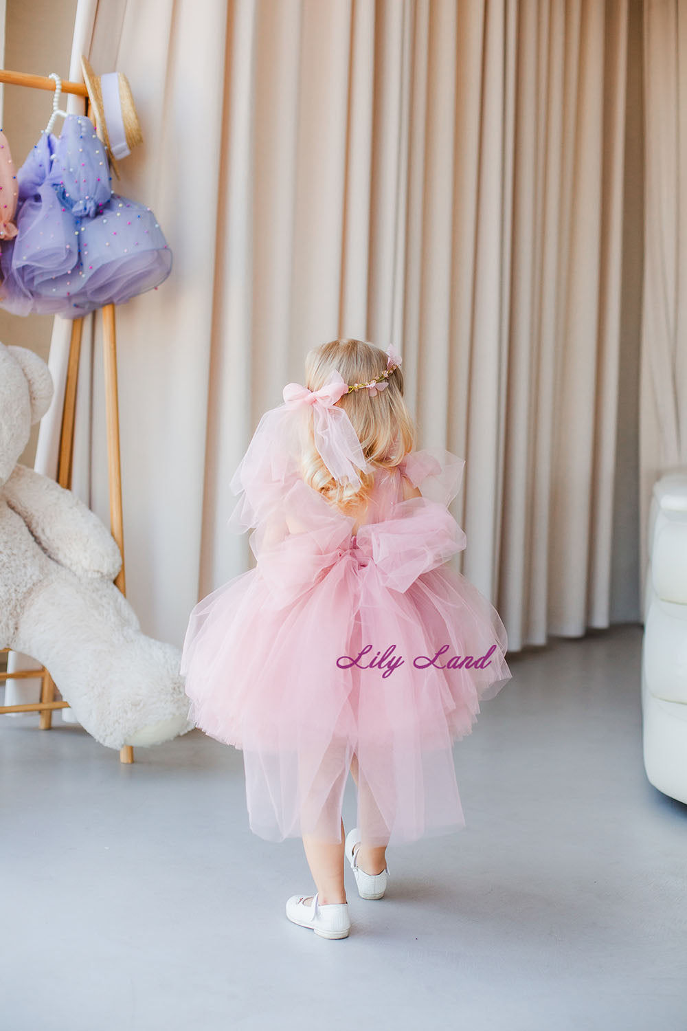 Frida Tulle Baby Girl Dress in Tea Rose