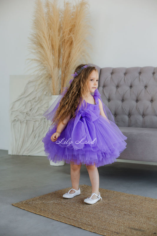 Frida Tulle Baby Girl Dress in Lavender