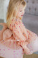 Bussie Tutu Girl Dress in Peach with Colored Beads