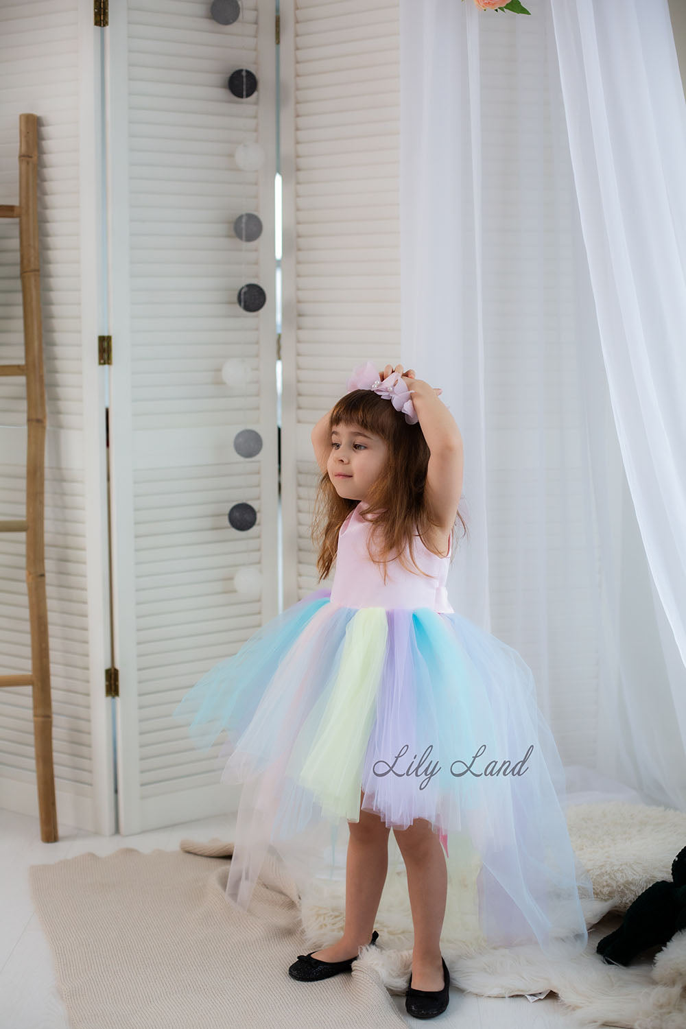 MyLittlePony Unicorn Girl Dress with Pastel Multicolored Skirt and Pink Satin Top