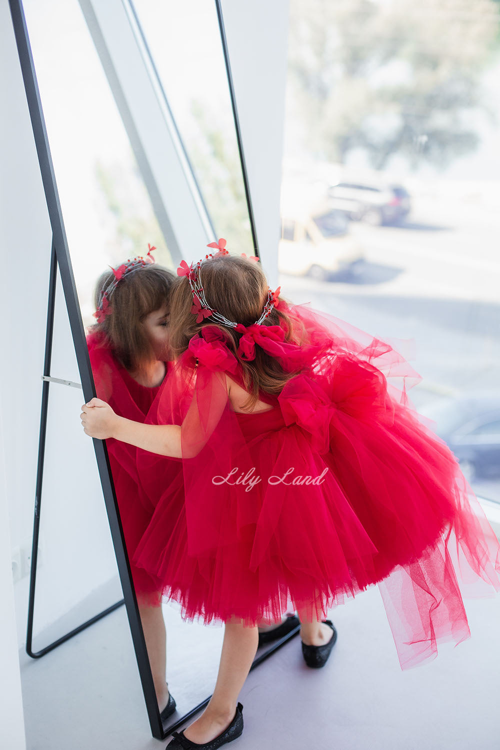 Frida Tulle Baby Girl Dress in Red