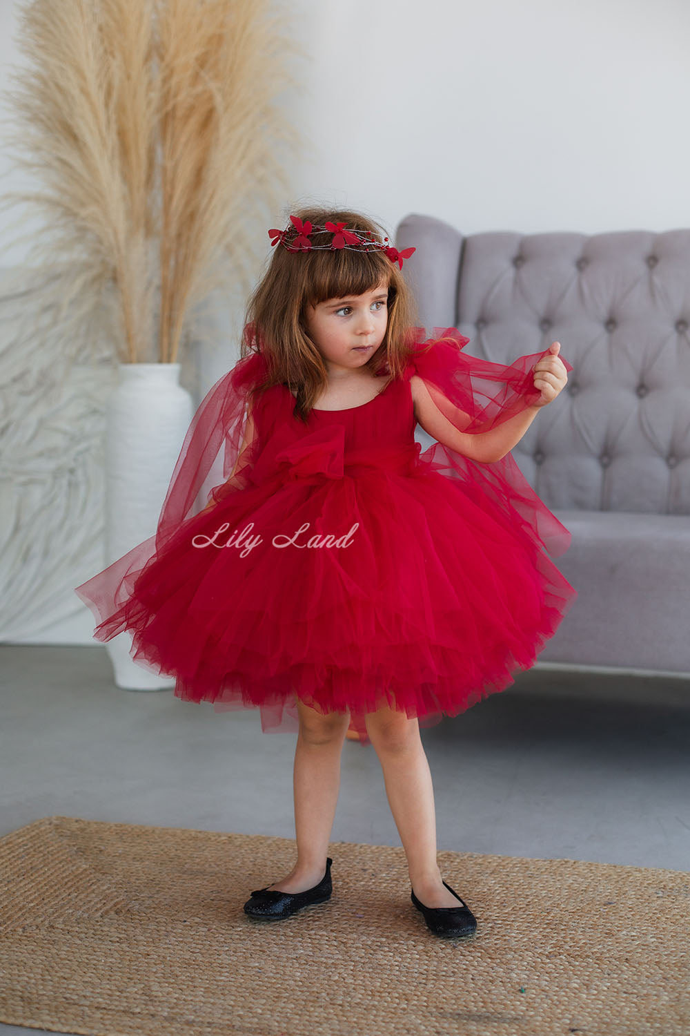 Frida Tulle Baby Girl Dress in Red