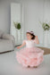 Cloud Girl Fluffy Dress in Barbie Pink with Feathers Sleeves