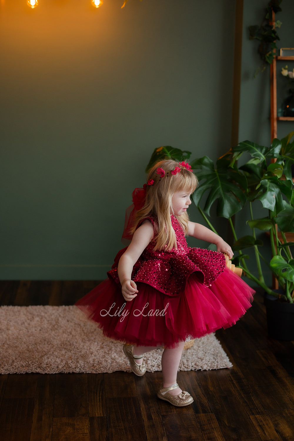 Nancy Tutu Girl Dress in Burgundy