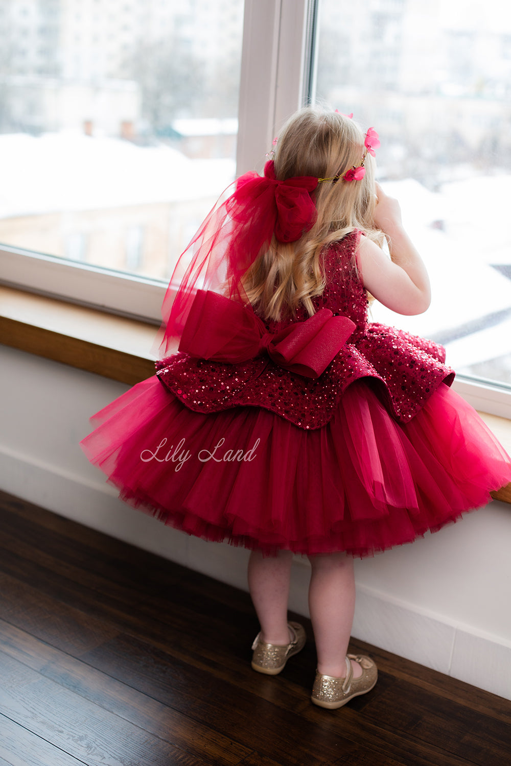 Nancy Tutu Girl Dress in Burgundy