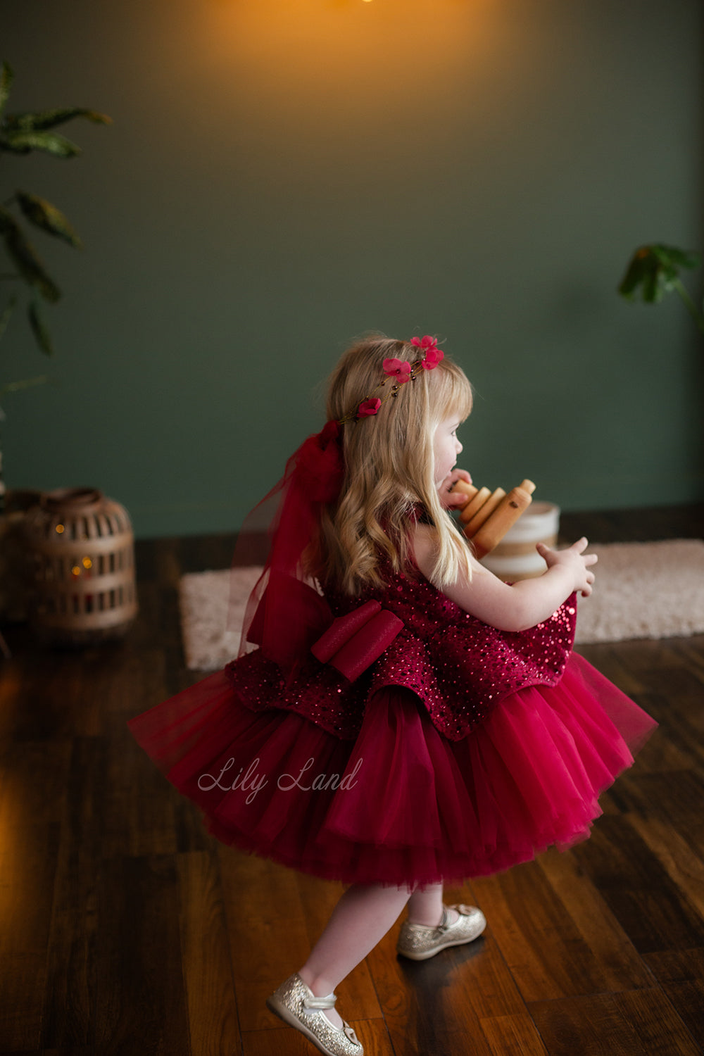 Nancy Tutu Girl Dress in Burgundy