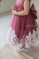 Amelie Girl Sleeveless Dress In Dusty Rose with Lace