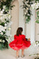 Felicity Lace Girl Dress with Long Sleeves in Red