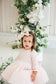 Mira Glitter Girl Dress in Ivory with Long Sleeves