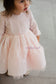 Mira Glitter Girl Dress in Ivory with Long Sleeves