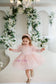 Felicity Lace Girl Dress with Long Sleeves in Blush Pink