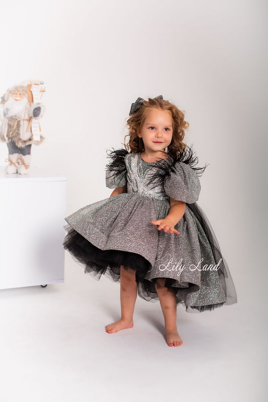 Daphne Sparkling Girl Dress in Silver
